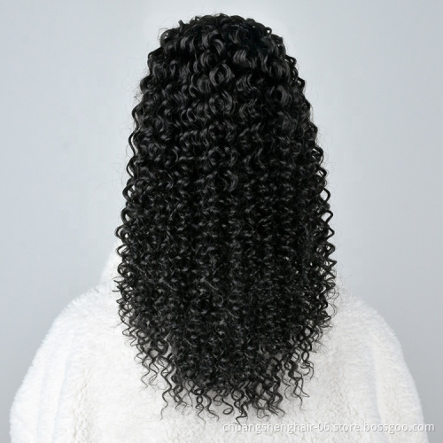 African female wig Braided Clip In Bouncy Black Wave Wig Holder Drawstring Afro Long Extensions Synthetic Curly Hair Ponytails